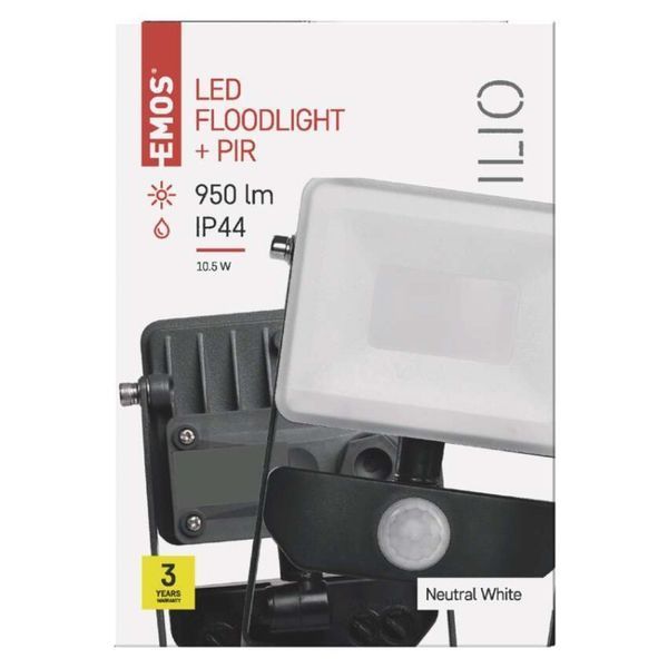 Светодиодный прожектор LED EMOS ZS2910 ILIO 10W 800Lm 4000K PIR IP44 ZS2910 фото