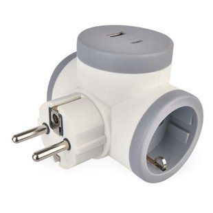 Адаптер розгалужувач мережевий EMOS P0077PD 2x розетка, 1xUSB-A, 1xUSB-C P0077PD фото