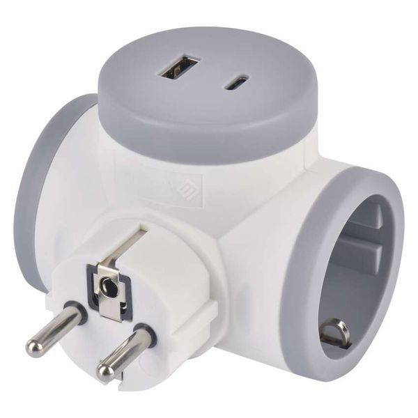 Адаптер разветвитель сетевой EMOS P0077PD 2x розетка, 1xUSB-A, 1xUSB-C P0077PD фото