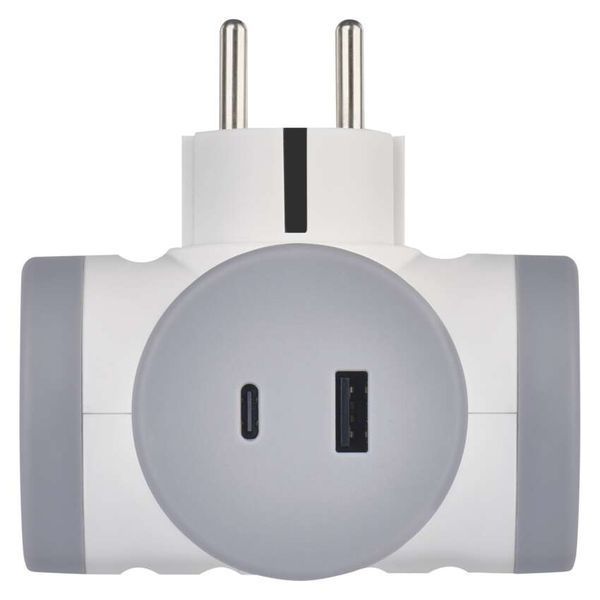 Адаптер разветвитель сетевой EMOS P0077PD 2x розетка, 1xUSB-A, 1xUSB-C P0077PD фото