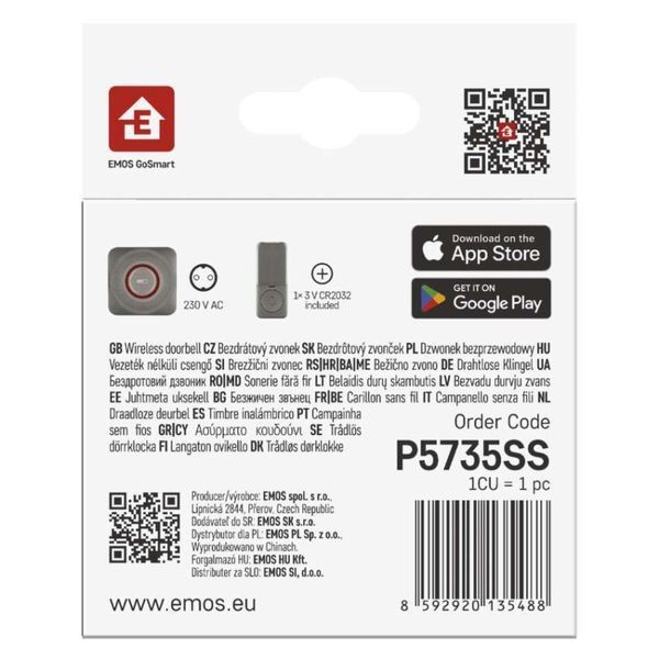 Розумний бездротовий дверний дзвінок EMOS P5735SS WIFI P5735SS фото