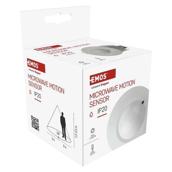 Датчик руху EMOS GS22111 мікрохвильовий IP20 1200W GS22111 фото