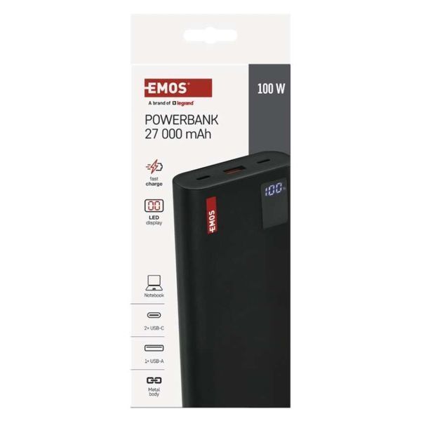 Повербанк EMOS B0561B 100 W 27 000mAh чорний B0561B фото