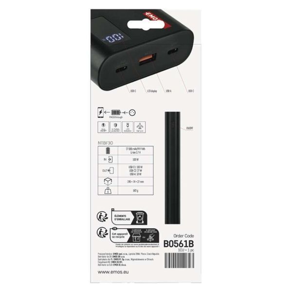 Повербанк EMOS B0561B 100 W 27 000mAh чорний B0561B фото