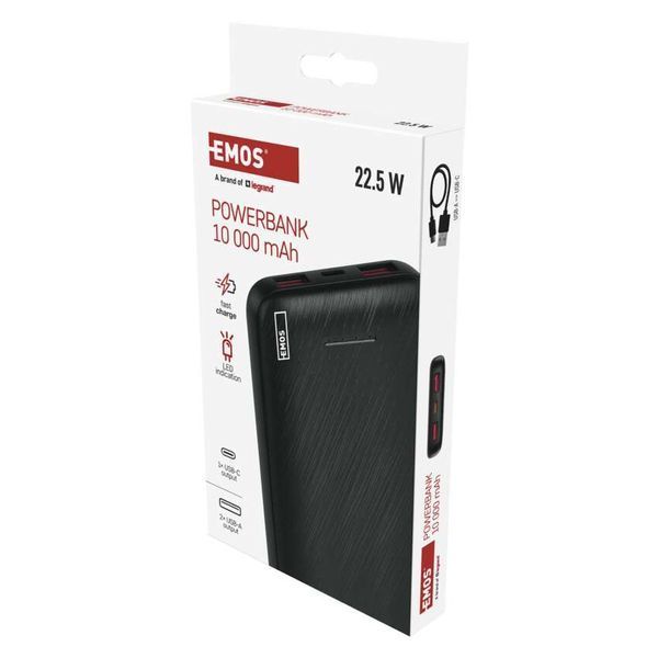 Повербанк EMOS B0571B 22,5W/10 000mAh, черный, PD20W B0571B фото