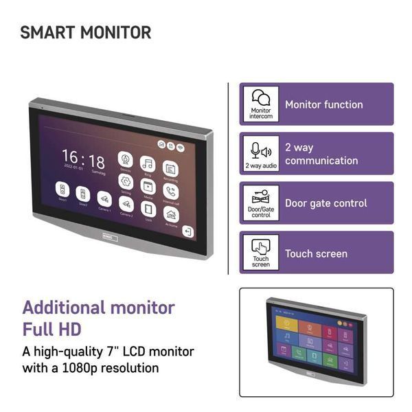 Додатковий монітор GoSmart IP-750B для відеодомофона IP-750A H4021 H4021 фото