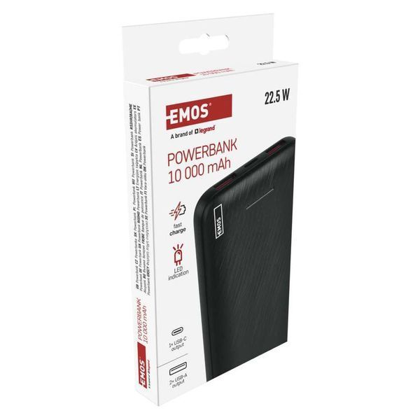 Повербанк EMOS B0571B 22,5W/10 000mAh, черный, PD20W B0571B фото