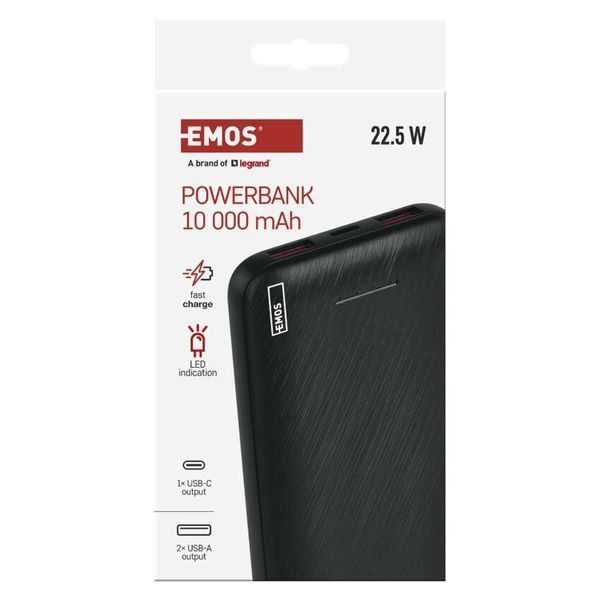 Повербанк EMOS B0571B 22,5W/10 000mAh, черный, PD20W B0571B фото