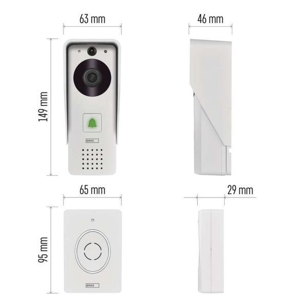 Умный беспроводной видеозвонок EMOS H4030 GoSmart на аккумуляторе с Wi-Fi и солнечной панелью H4030 фото