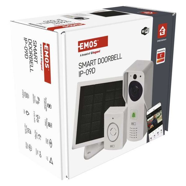 Умный беспроводной видеозвонок EMOS H4030 GoSmart на аккумуляторе с Wi-Fi и солнечной панелью H4030 фото