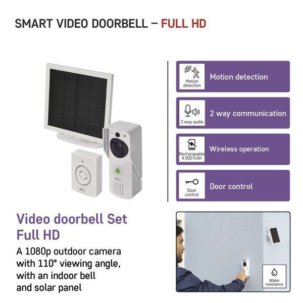 Умный беспроводной видеозвонок EMOS H4030 GoSmart на аккумуляторе с Wi-Fi и солнечной панелью H4030 фото