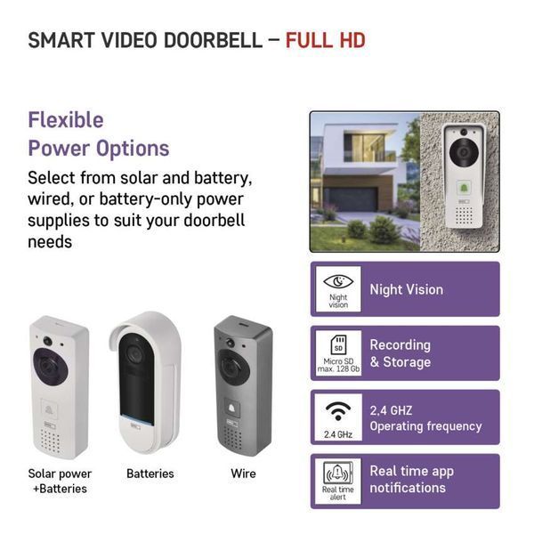 Умный беспроводной видеозвонок EMOS H4030 GoSmart на аккумуляторе с Wi-Fi и солнечной панелью H4030 фото
