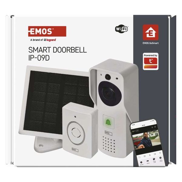 Умный беспроводной видеозвонок EMOS H4030 GoSmart на аккумуляторе с Wi-Fi и солнечной панелью H4030 фото