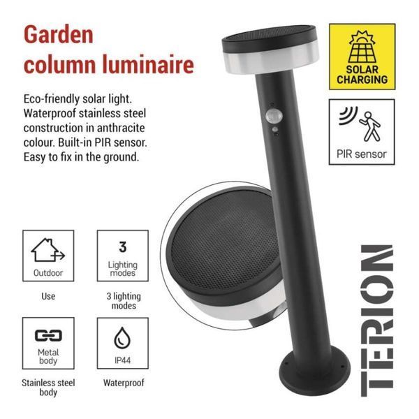 Светильник светодиодный садовый EMOS с датчиком сумерек, TERION, 12,5&times;12,5&times;50 см ZGJ0B4S ZGJ0B4S фото