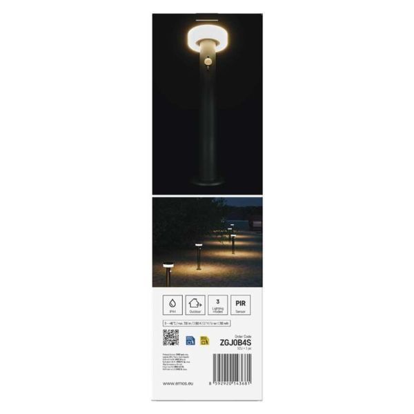 Светильник светодиодный садовый EMOS с датчиком сумерек, TERION, 12,5&times;12,5&times;50 см ZGJ0B4S ZGJ0B4S фото
