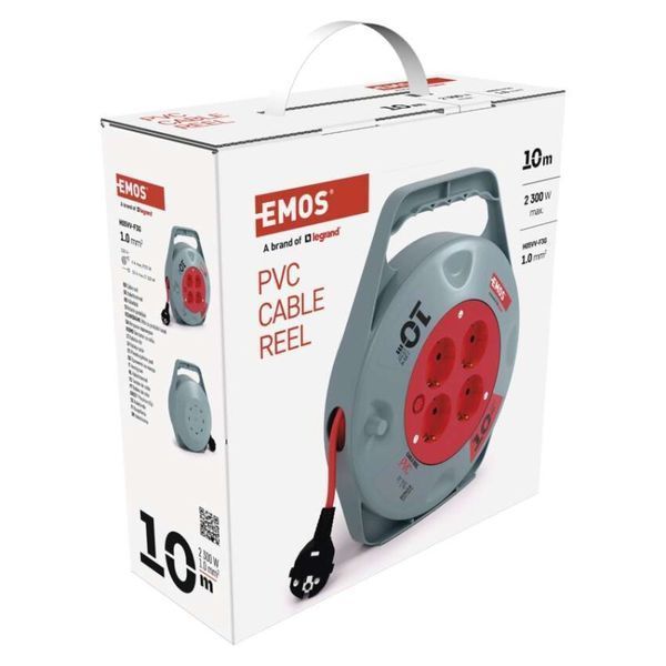Мережевий подовжувач на котушці Emos P19510 4 розетки 10 м 1,0 мм&sup2; P19510 фото