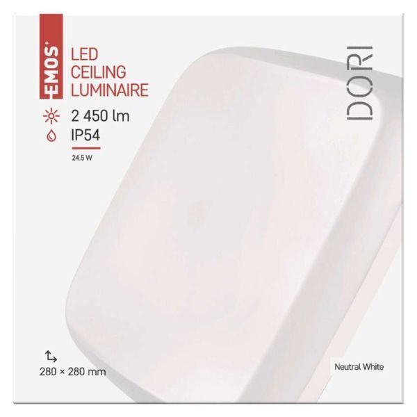 Світлодіодний стельовий світильник DORI, квадратний 24,5 Вт нейтрально-білий IP54 ZM4314 ZM4314 фото