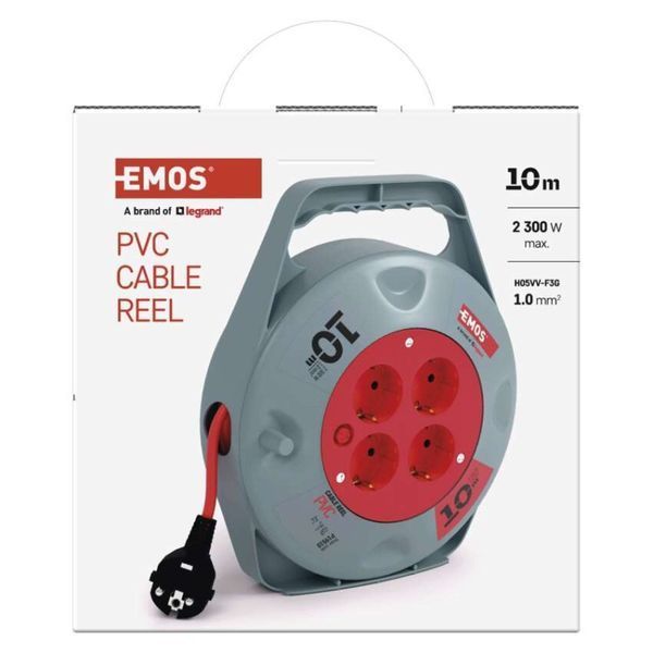 Мережевий подовжувач на котушці Emos P19510 4 розетки 10 м 1,0 мм&sup2; P19510 фото