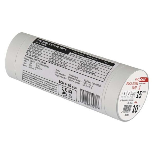 Изоляционная лента EMOS PVC 15/10 Білий F61511 F61511 фото