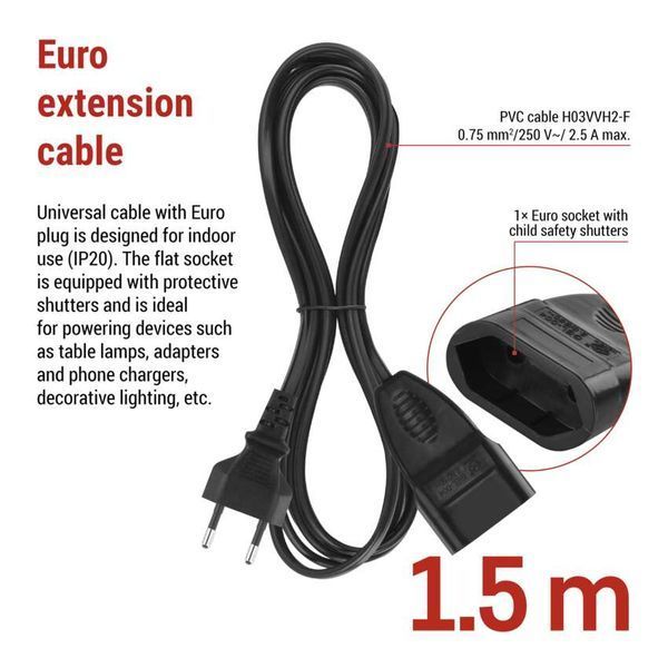 Мережевий подовжувач EMOS PC01301 1 розеткa 1,5 м PC01301 фото