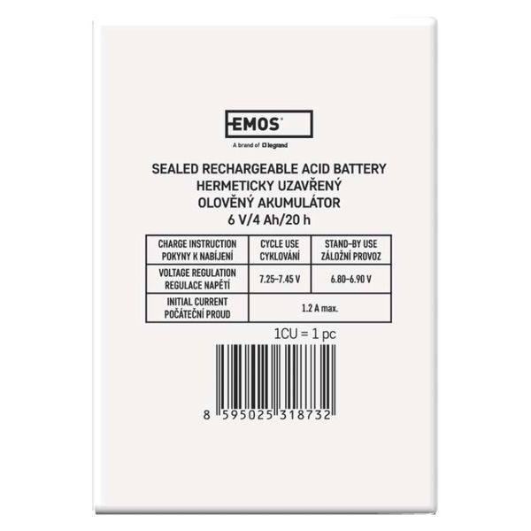 Акумуляторна батарея EMOS B9641 AGM, 6V, 4Ah, fast 4,7mm B9641 фото