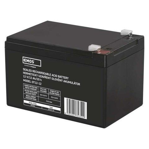 Акумуляторна батарея EMOS B9656, AGM, 12V, 12Ah, fast 6,3mm B9656 фото