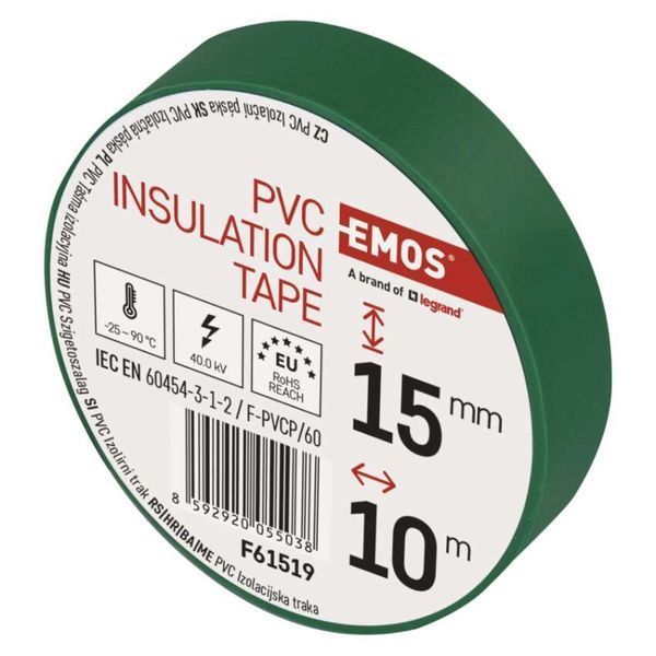 Изоляционная лента EMOS PVC 15/10 зеленая F61519 F61519 фото
