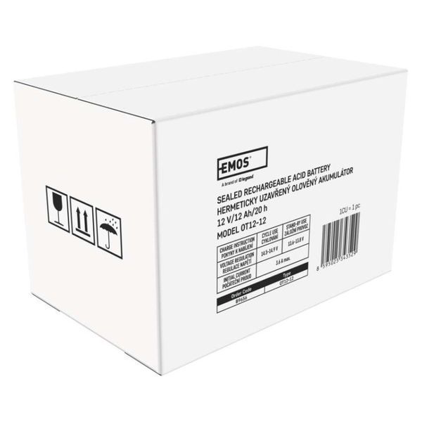 Акумуляторна батарея EMOS B9656, AGM, 12V, 12Ah, fast 6,3mm B9656 фото