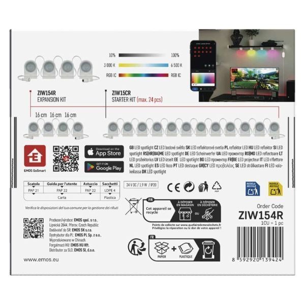 Комплект розширення розумного LED-освітлення EMOS ZIW154R, Wi-Fi для стартового набору ZIW15CR ZIW154R фото