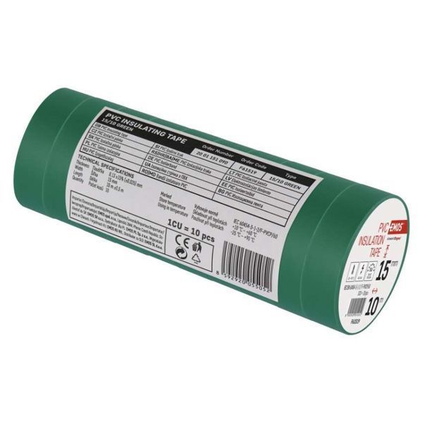 Изоляционная лента EMOS PVC 15/10 зеленая F61519 F61519 фото