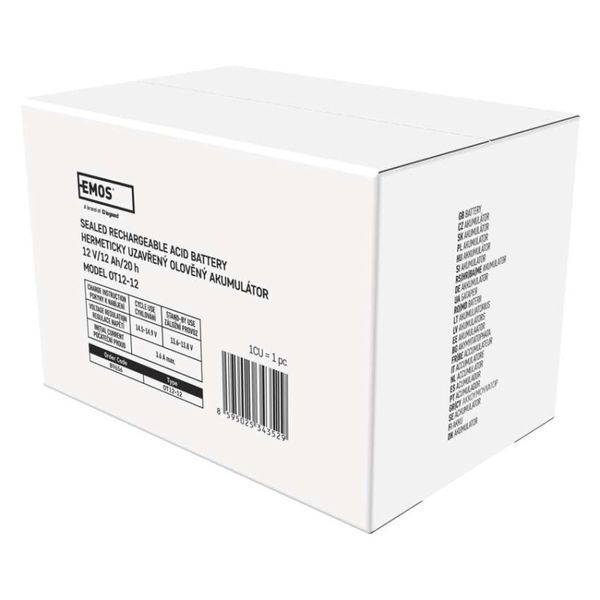 Акумуляторна батарея EMOS B9656, AGM, 12V, 12Ah, fast 6,3mm B9656 фото