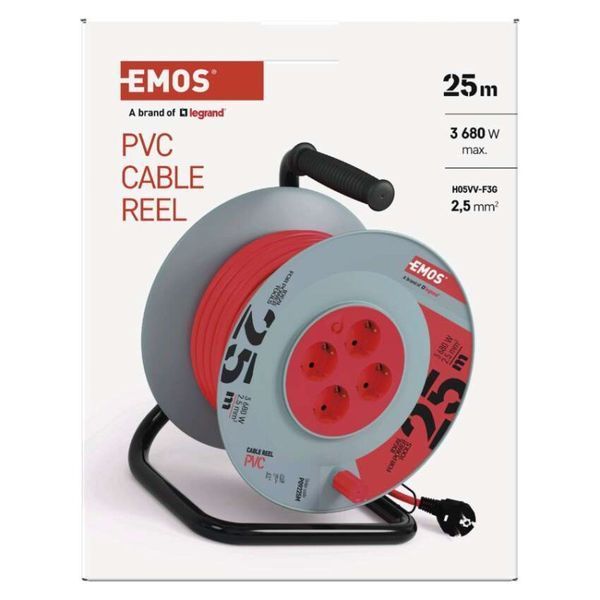 Мережевий подовжувач на котушці Emos P09225M 4 розетки 25 м 2,5 мм&sup2; P09225M фото