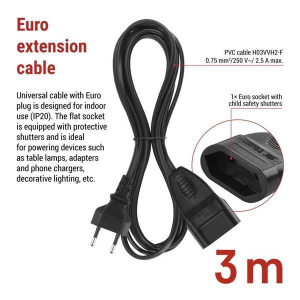Сетевой удлинитель EMOS PC01303 1 розетка 3 м PC01303 фото