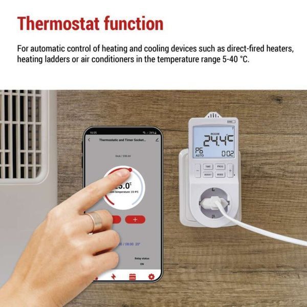Термостат EMOS P56601SH 2-в-1 з цифровим таймером, штепсельною вилкою, WiFi P56601SH фото