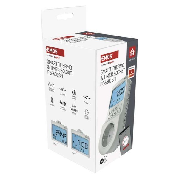 Термостат EMOS P56601SH 2-в-1 з цифровим таймером, штепсельною вилкою, WiFi P56601SH фото