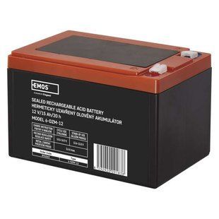 Акумуляторна батарея EMOS B9656V, AGM, 12V, 15Ah, fast 6,3mm B9656V фото
