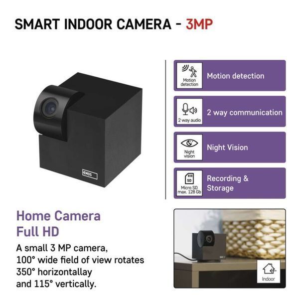Розумна IP-камера Emos H4061 GoSmart, з Wi-Fi, чорна H4061 фото