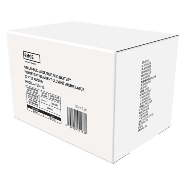 Акумуляторна батарея EMOS B9656V, AGM, 12V, 15Ah, fast 6,3mm B9656V фото