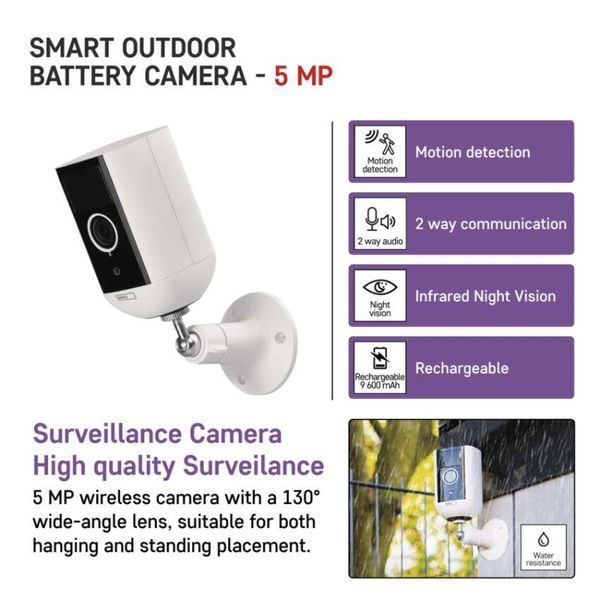 Умная IP-камера Emos H4063 GoSmart, Li-ion 9600 mAh, внешняя, с Wi-Fi, белая H4063 фото