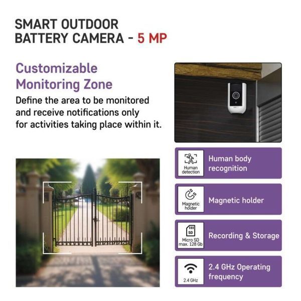 Умная IP-камера Emos H4063 GoSmart, Li-ion 9600 mAh, внешняя, с Wi-Fi, белая H4063 фото