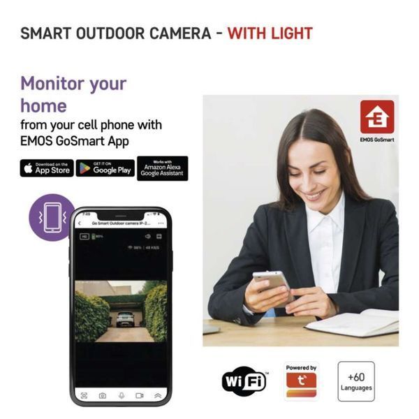 Розумна IP-камера Emos H4065 GoSmart, зовнішня, поворотна, з Wi-Fi і підсвічуванням, чорна H4065 фото