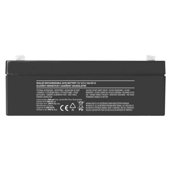 Акумуляторна батарея EMOS B9672, AGM, 12V, 2,2Ah, fast 4,7mm B9672 фото