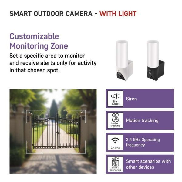 Розумна IP-камера Emos H4065 GoSmart, зовнішня, поворотна, з Wi-Fi і підсвічуванням, чорна H4065 фото