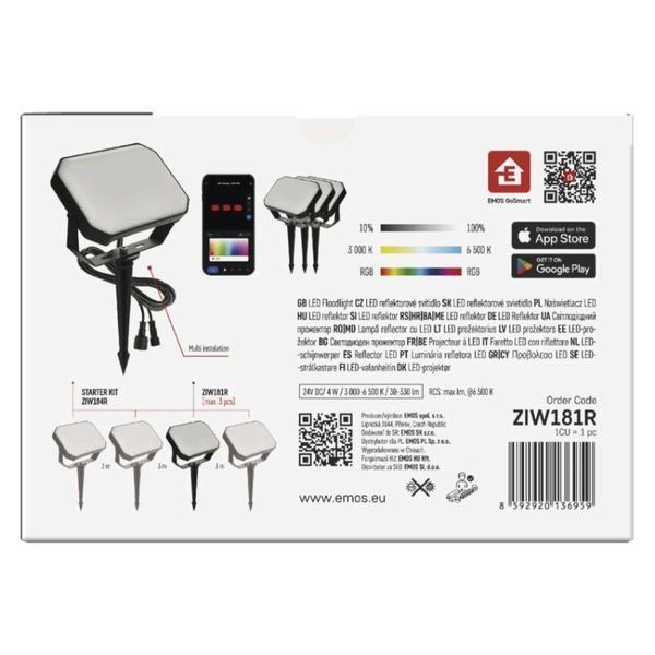 Розумний вуличний прожектор EMOS ZIW181R, 1шт, 4 Вт, RGBIC,WIFI ZIW181R фото