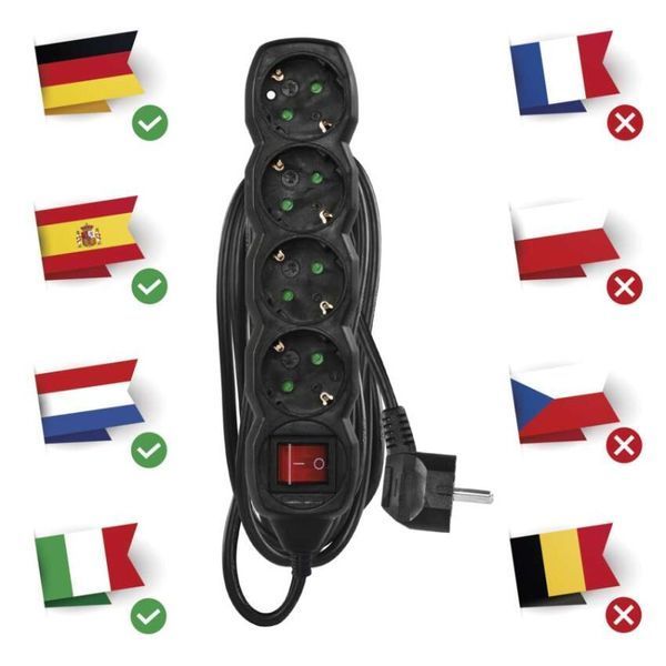 Мережевий подовжувач Emos PC1425R 4 розетки 5 м 1,5 мм&sup2; PC1425R фото