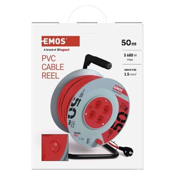 Мережевий подовжувач на котушці Emos P092501 4 розетки 50 м 1,5 мм&sup2; P092501 фото