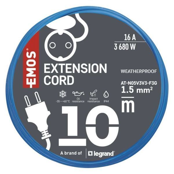 Мережевий подовжувач Emos P01510W 1 розетка 10 м 1,5 мм&sup2; IP44 силікон P01510W фото